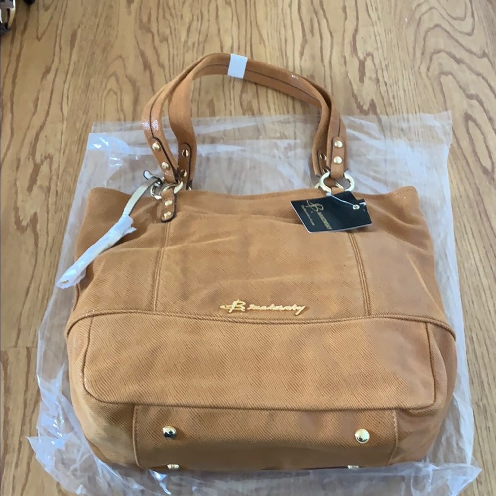 B Makowsky Snake Skin Tan Tote